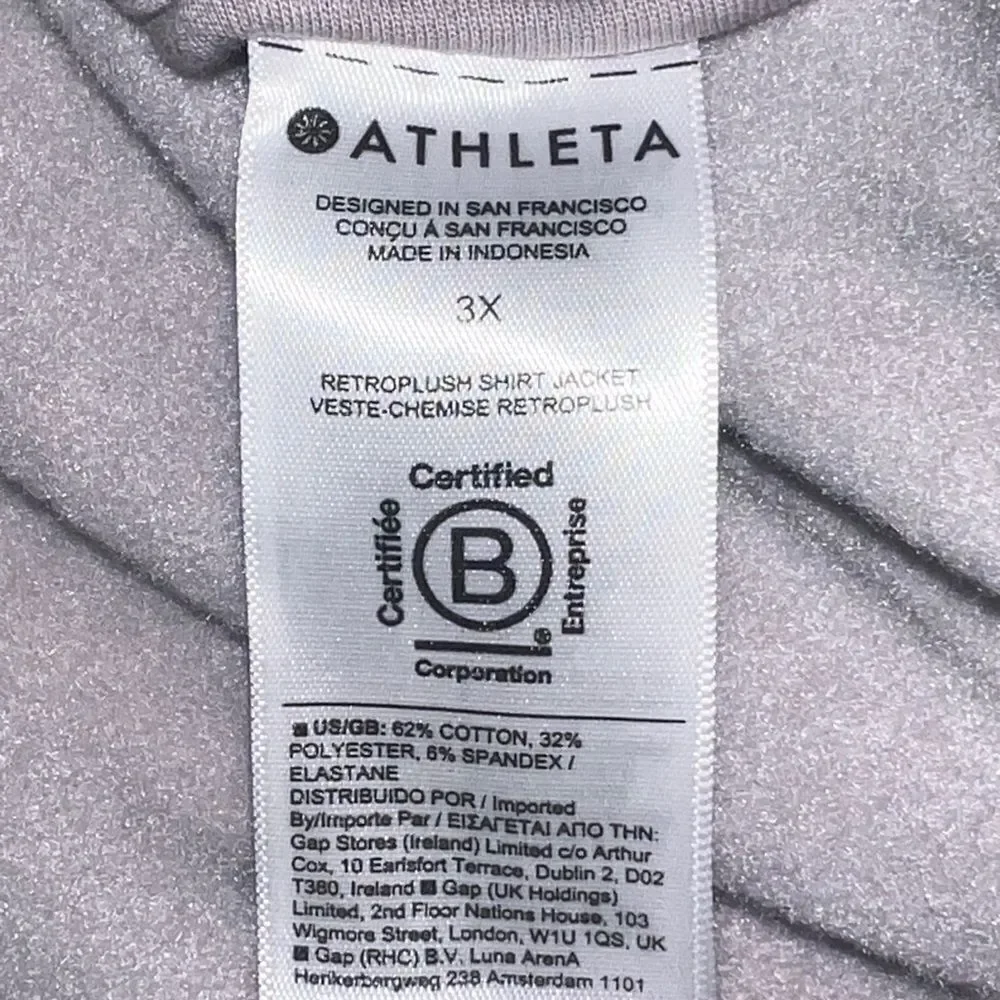 Athleta Plus Size Retroplush Shirt Jacket Tinsel Purple 3X NWOT - Picture 9 of 9